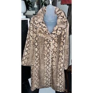 Badgley Mischka Patricia Python Faux Fur XL Brown Tan Snake Print NEW Soft